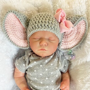 Elephant Ear Beanie Crochet Pattern PDF; Newborn