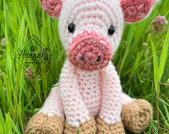 Peni the Pig Crochet PDF Pattern ONLY, Amigurumi Piglet, Handmade Pig, Pig Doll, Crochet Pig, Pig Toy, Photo Props