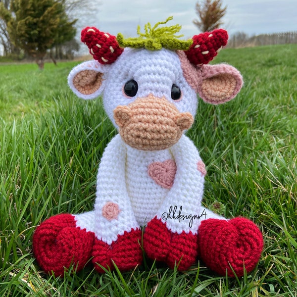 Strawberry Cow Crochet PDF PATTERN ONLY; Digital Item