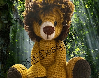 Logi l'ours lion au crochet MODÈLE PDF UNIQUEMENT : fichier numérique