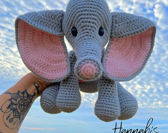 FINISHED ITEM- 8” Crochet Everly the Elephant Plush