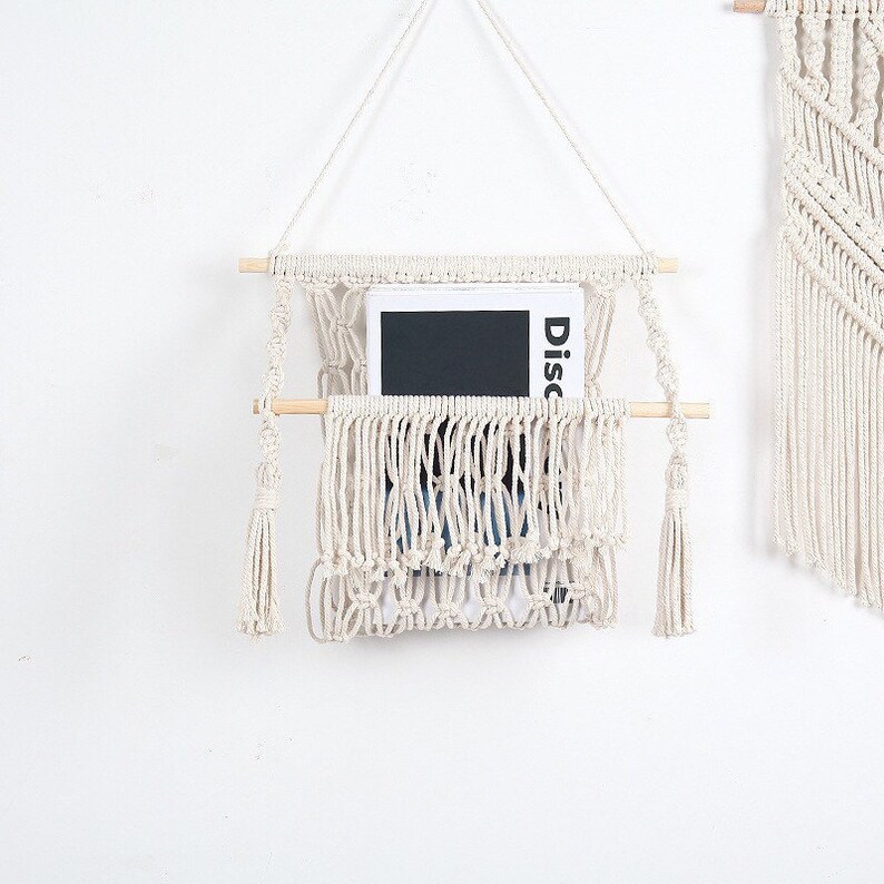 Handmade Macrame Wall Hanging Book and Magazine Storage Net Etsy UK