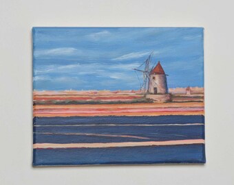 Whispering Meadows: Peaceful Countryside Painting - Saline Seaview - 24x30 cm - Cozy Acrylic - Serene Landscape Art