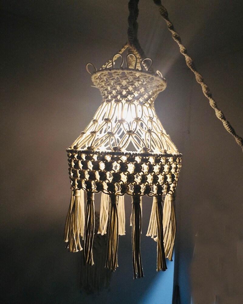 Macrame Hanging Lampshade Boho Home Decor Living Room Etsy UK