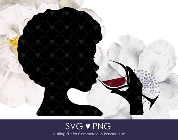 Download Afro Woman Drinking Wine Svg Png Silhouette Afro Girl Woman Etsy
