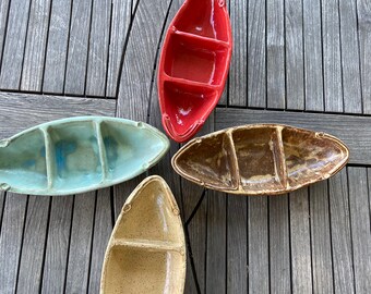 Rowboat Appetizer Tray| Ceramic Rowboat Tray |Boat Tray | Ceramic Boat Dish | Rowboat candy dish |