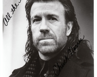Gesigneerde herdrukte CHUCK NORRIS-foto "Hit Man"