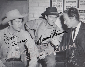 Gunsmoke Autographed Photo: Jim Arness, Dennis Weaver, Milburn Stone