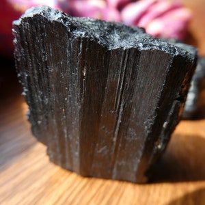 Powerful Raw Black Magic TOURMALINE - Schorl Glowing Self-Standing Specimen/ NATURAL Tourmaline Crystal/ Strong Protection