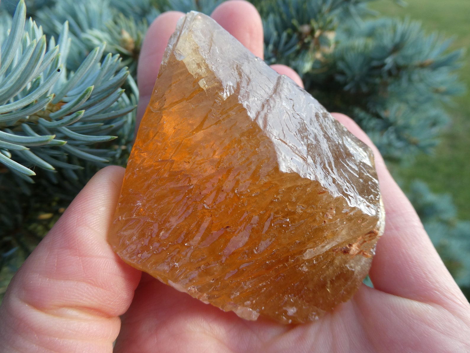 DUNKLER HONIGCALCIT glänzend reich an Farbe Rohkristall/ | Etsy