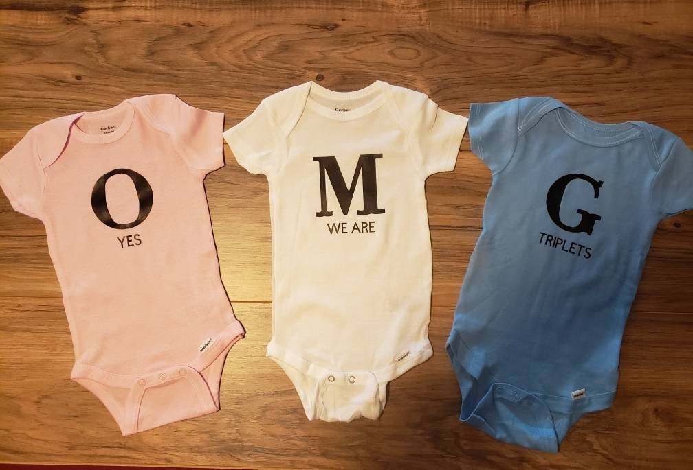 Triplet OMG Onesies Baby Shower Gift Triplets Unique Triplet
