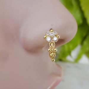 Diamond Nose Ring Gold Nose Ring Indian Nose Ring Body Jewelry Indian Nose Hoop