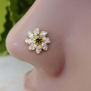 Fresh Diamond Nose Stud Unique Nose Stud Flower Nose Stud Indian Nose Stud 925 Sterling Silver Nose Stud Gold Nose Stud Gift For Her