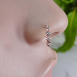 Indian Nose Ring Rose Gold Nose Ring Sterling Silver Nose Hoop Indian Handmade Jewelry