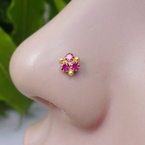 Ruby Nose Stud Gift For Her Indian Nose Stud Flower Nose Stud Indian Nose Ring Tinny Nose Stud Gold Nose Stud