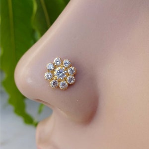 Indian Nose Stud CZ Nose Stud Churi Patch Nose Stud Gold Nose Stud Tinny Flower Nose Stud Back Screw Nose Stud