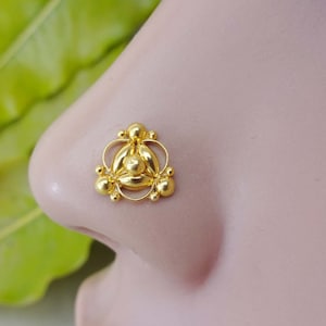 Unique Nose Stud Indian Nose Stud Gold Nose Stud Gift For Mom Crock Screw Nose Stud