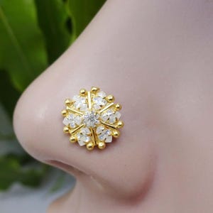 Indian Nose Stud Flower Nose Stud Crystal Nose Stud Diamond Nose Stud Gift For Her Indian Nose Ring Handmade Nose Stud Gift For Her