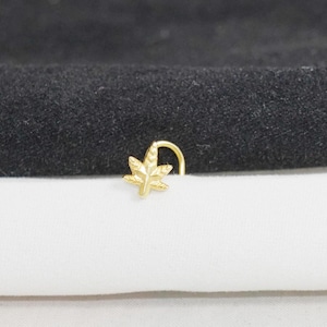 Gold Leaf Nose Stud: Indian Piercing, Sterling Silver