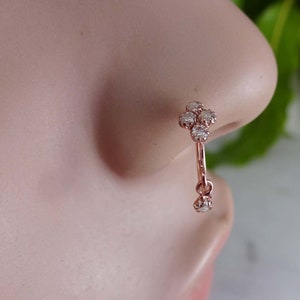 Rose Gold Nose Ring Indian Nose Ring Bell Nose Ring Diamond Nose Hoop Dangle Nose Ring