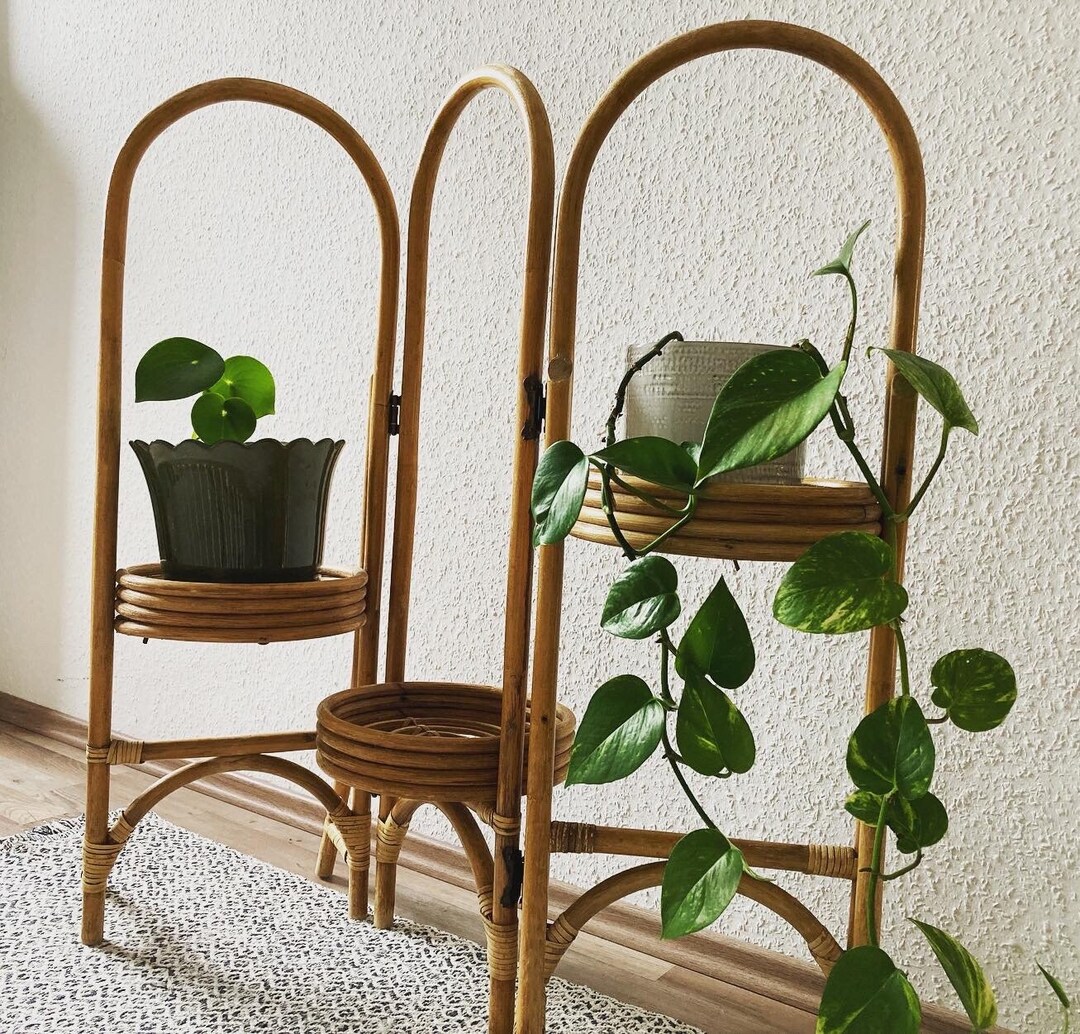 Bamboo Flower Stand Flower Bench Vintage Etsy