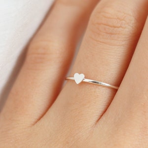 Tiny Love Heart Stacking ring · dainty minimalist boho delicate Jewellery · Sterling silver