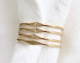 Tiny signet ring · custom personalised initial ring · 14K Gold Filled · single stacking ring · dainty minimalist delicate · gift for her