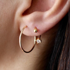Ella Hoops 5 Sizes · 14K gold filled hoop earrings · dainty delicate boho minimalist sleeper hoops · 2cm/2.4cm/3cm/3.8cm/5cm