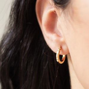 Lily Hoops · 18K gold filled earrings small thick hoops · chubby delicate boho minimalist gold hoops · 15mm