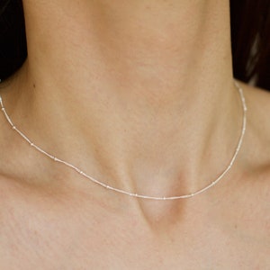 Lucia · Sterling silver satellite bead necklace chain · dotted necklace · dainty minimalist jewellery