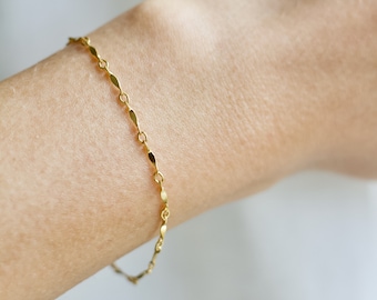 14K Gold Filled Bar Chain Bracelet: Dainty Layering Jewelry