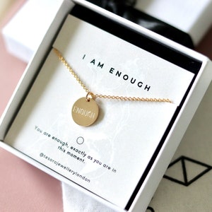 Collana Enough · Sono abbastanza Regalo incoraggiante Donna forte Argento Sterling riempito d'oro · Delicato minimalista · Regali per lei