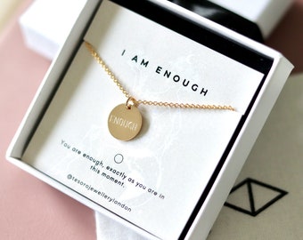 I am Enough, anello in argento sterling 925, ispiratore, per