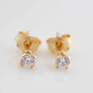 Bella Studs · 14k Gold filled cubic zirconia stud earrings ·Small tiny ear studs · simple earrings dainty delicate minimalist ear stacks