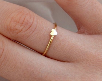 14K Gold Filled Tiny Love Heart Stacking ring · dainty minimalist boho delicate Jewellery · Sterling silver / Gold filled ring