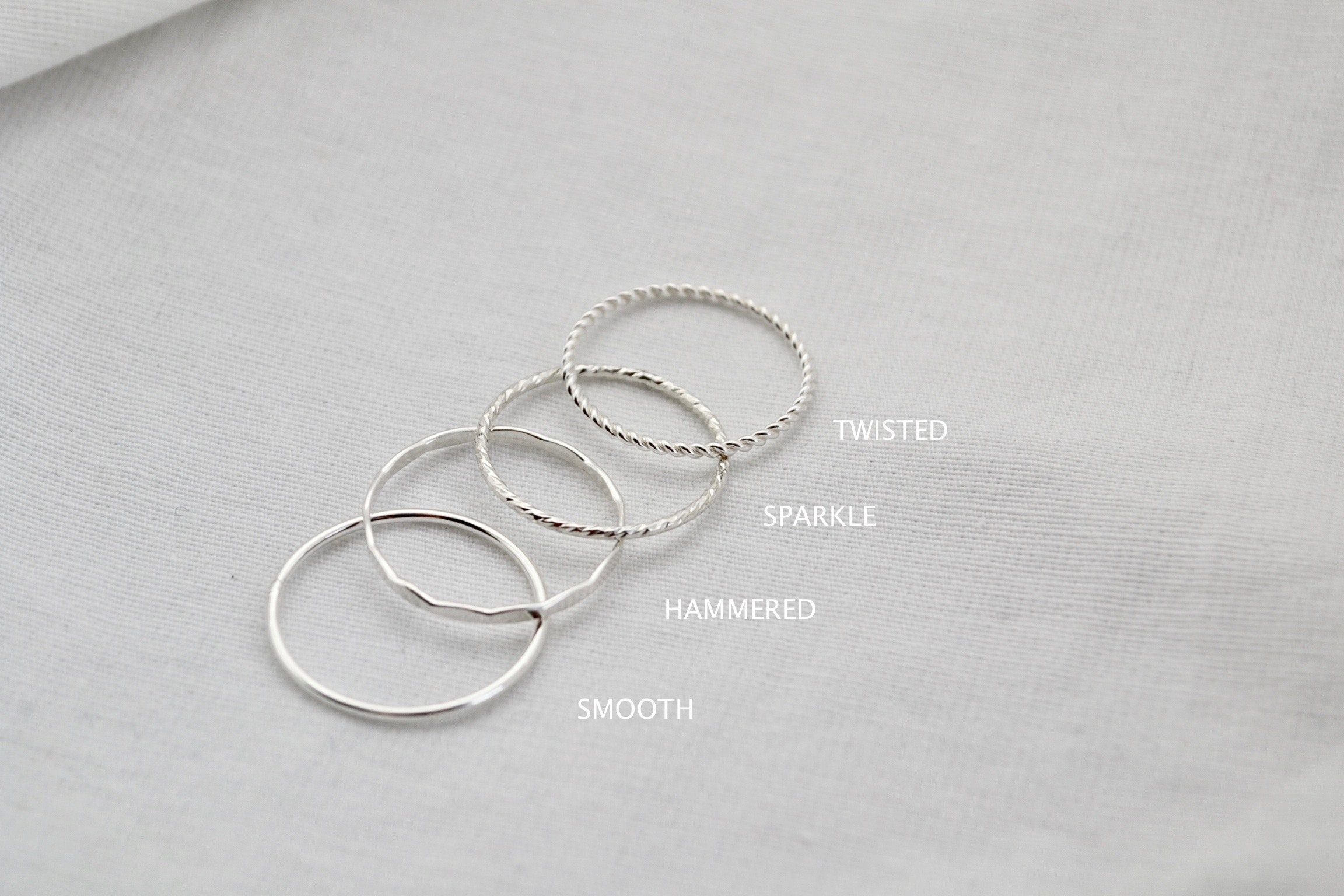Sterling Silver Stacking Rings / Dainty Minimalist Hammered Etsy UK