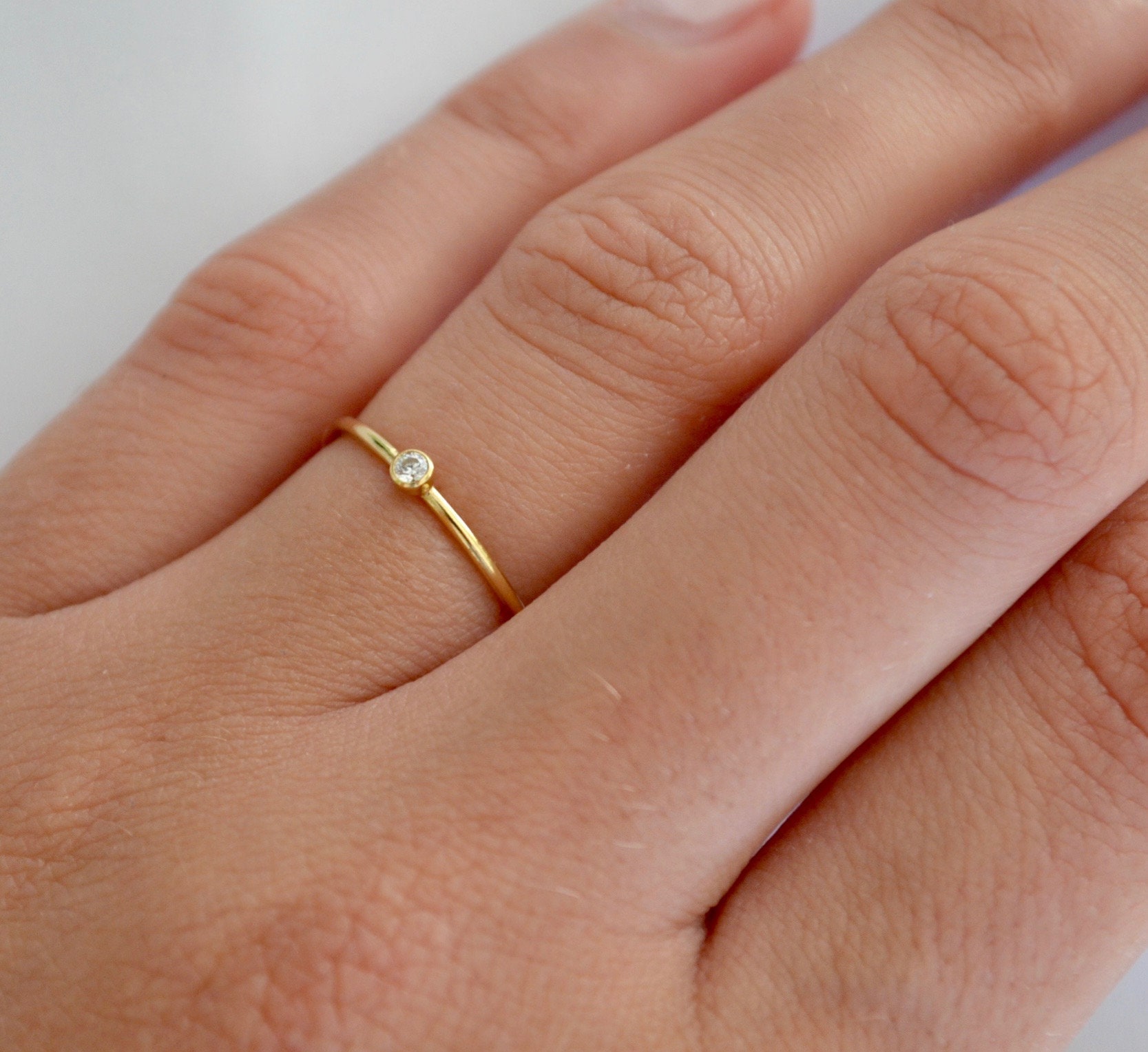 14k Gold Filled 2mm White CZ Stacking Ring Band Size 6 14k Gold Filled 2mm White CZ Stacking Ring Band Size 6