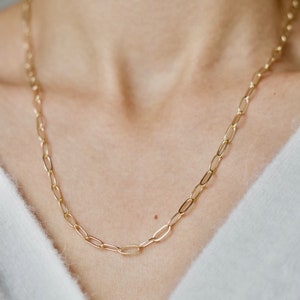 Harper · 14K Gold filled large link necklace paperclip chain necklace · layering dainty necklace sets minimalist design