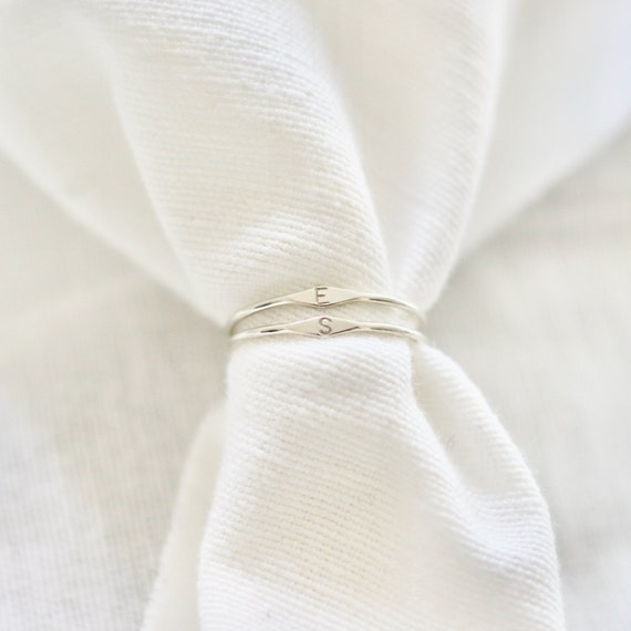 Sterling Silver Initial Signet Ring: Dainty Stacking Ring
