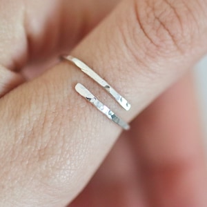 Hammered Cuff ring Sterling silver · adjustable single stacking ring · dainty minimalist boho delicate jewellery