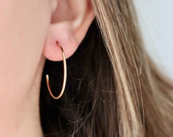Dainty 14K Gold Filled Hoop Earrings: Minimalist Sterling Silver Hoops