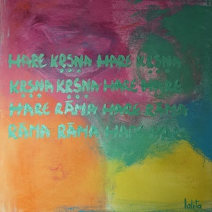 Hare Krishna maha mantra obraz olejny kolorowe malarstwo Abstrakcyjny obraz olejny