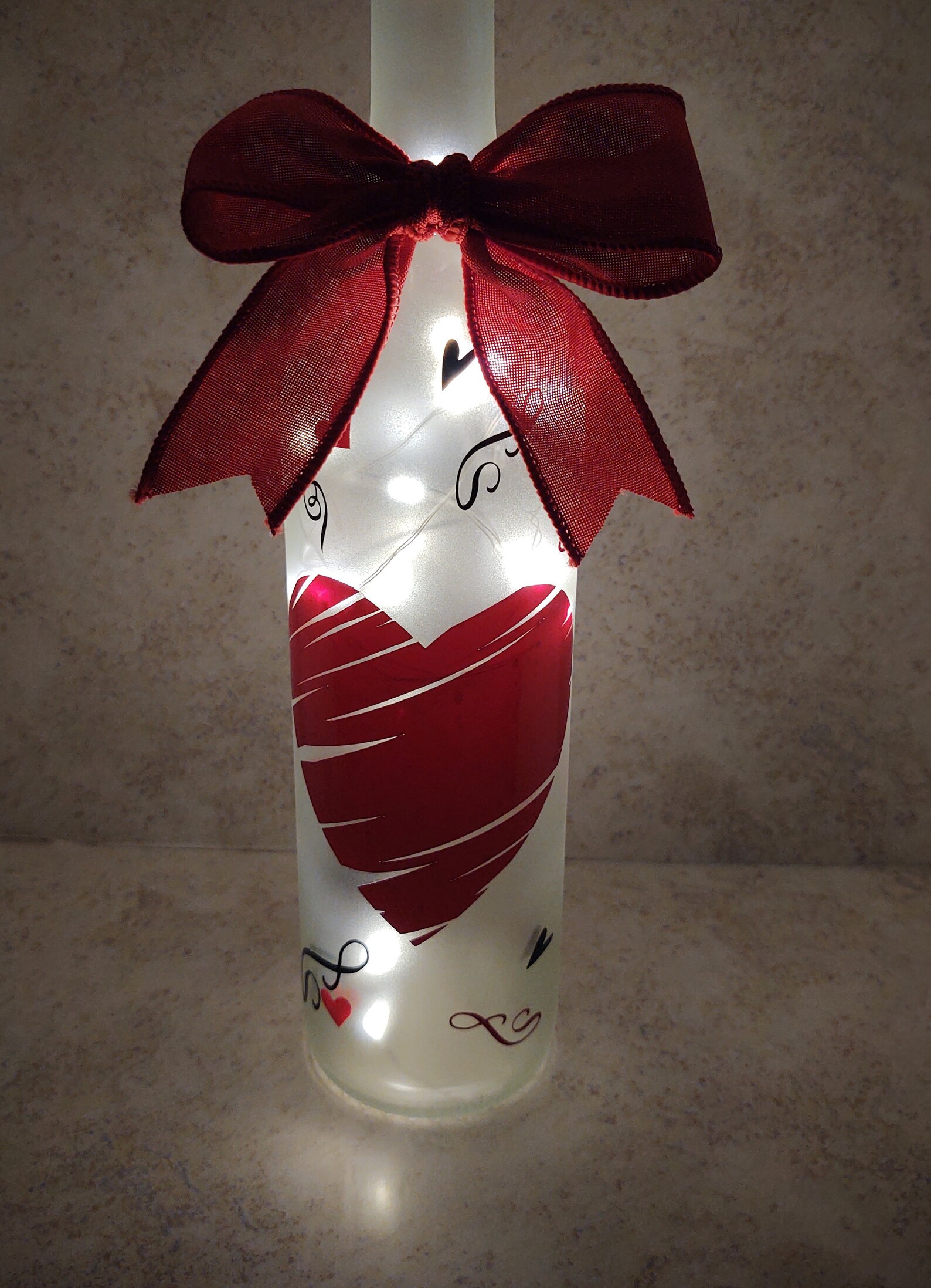 Hearts Wine Bottle Night Light With Cork Lights Etsy