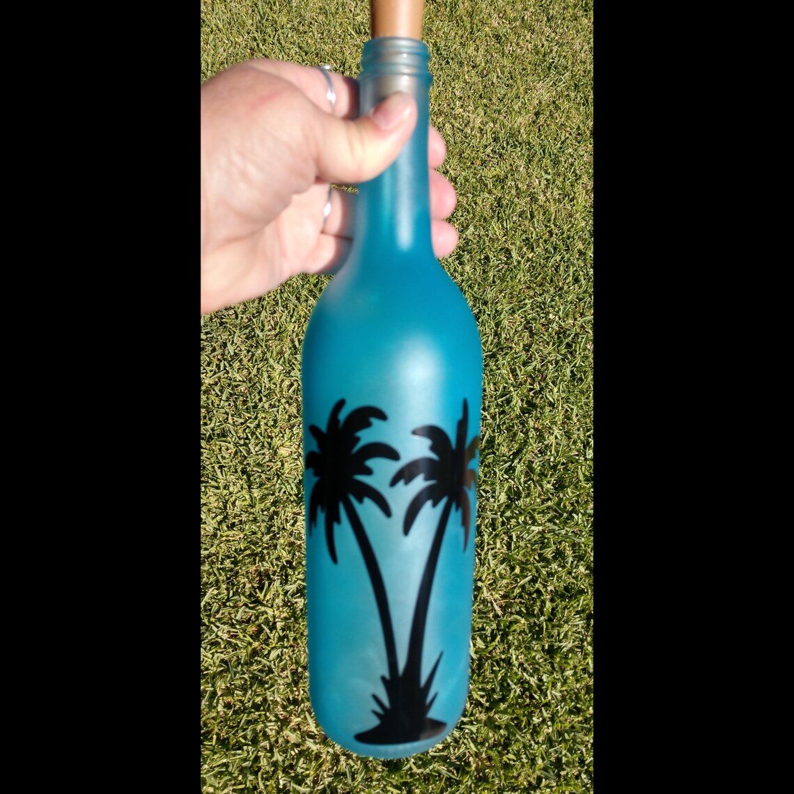 Palm Tree Wine Bottle With Cork Lights Etsy