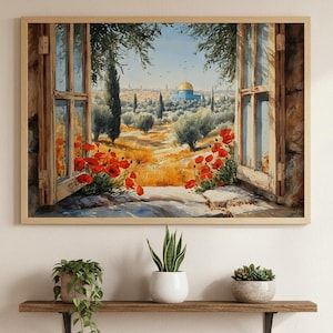 Digital Download - Window to Al-Quds | Islamic Wall Art | Dome of the Rock Painting | Palestine Digital Download | Jerusalem Print |