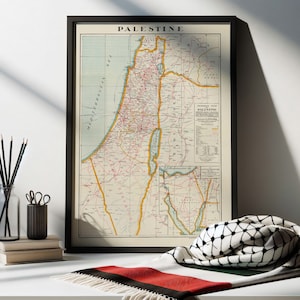 Old Vintage Map of Palestine 1942 Different Sizes Available B2 A2 A3 A4 Gaza Map Wall Decor Gift A2 - 42 x 59.4 cm