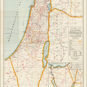 Old Vintage Map of Palestine 1942 Different Sizes Available B2 A2 A3 A4 Gaza Map Wall Decor Gift image 4