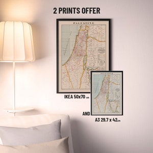 Old Vintage Map of Palestine 1942 Different Sizes Available B2 A2 A3 A4 Gaza Map Wall Decor Gift IKEA 50x70 cm and A3
