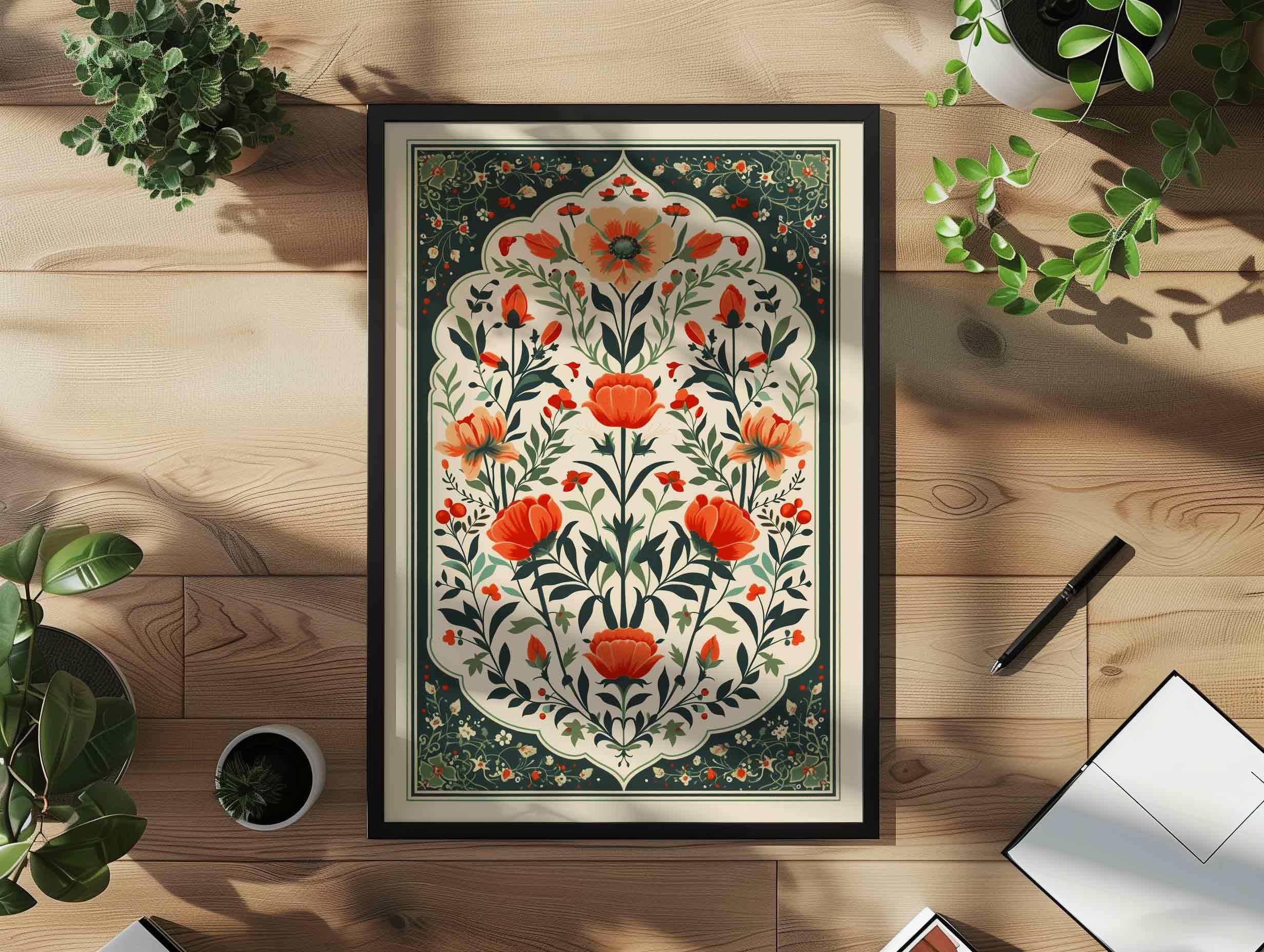 Palestinian Poppies Art Print: Red Poppies, National Flower of Palestine, Traditional Cultural Illustration