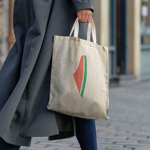 8 Different Designs - The Watermelon Tote Bag - Palestine - Natural Cotton Bag - Keffiyeh Pattern - 20% of Profits Donated - Handmade